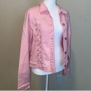 Vintage 90s Baby Pink Jean Denim Jacket. Size Medium.